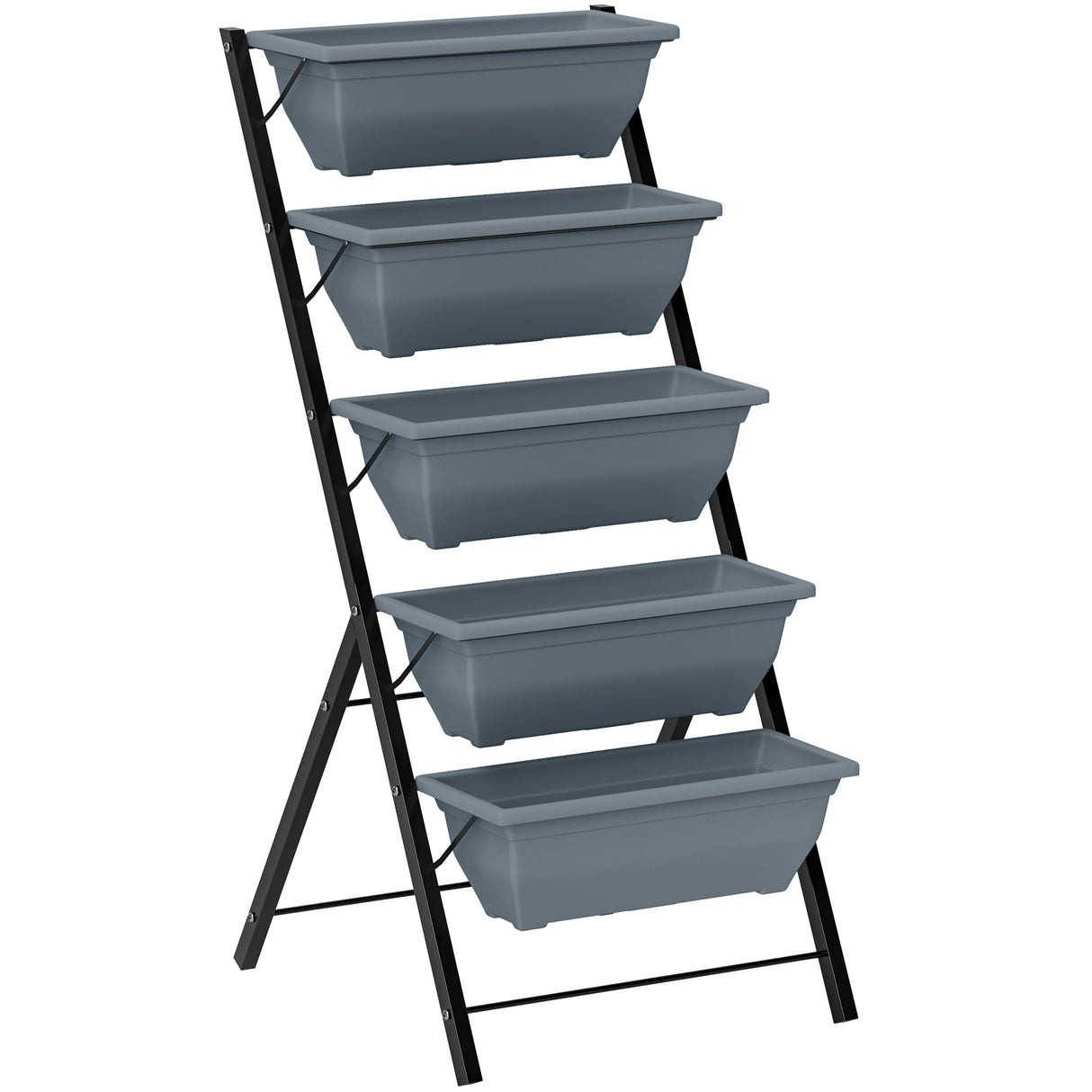 Plastic 5 Tier Garden Planter 55cm Wide With Steel Frame - Velmora