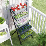 Plastic 5 Tier Garden Planter 55cm Wide With Steel Frame - Velmora