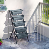 Plastic 5 Tier Garden Planter 55cm Wide With Steel Frame - Velmora