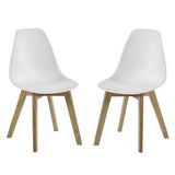 Plastic Dining Chairs in Set Of 2 With Wooden Legs - Agatha