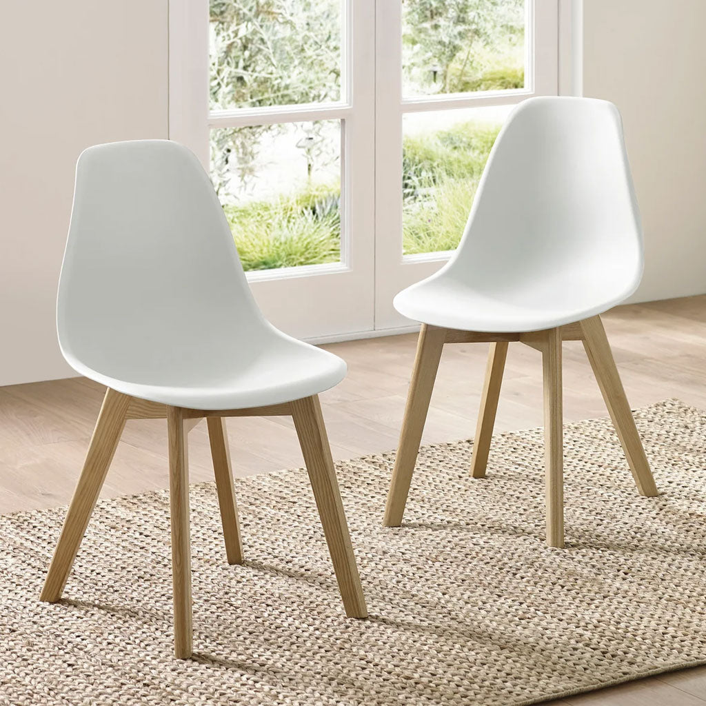 Plastic Dining Chairs in Set Of 2 With Wooden Legs - Agatha