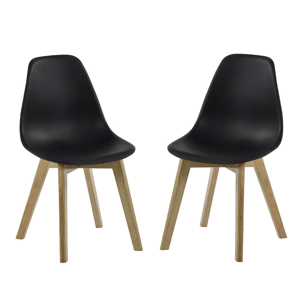 Plastic Dining Chairs in Set Of 2 With Wooden Legs - Agatha