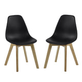 Plastic Dining Chairs in Set Of 2 With Wooden Legs - Agatha