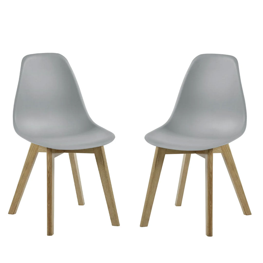 Plastic Dining Chairs in Set Of 2 With Wooden Legs - Agatha
