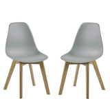 Plastic Dining Chairs in Set Of 2 With Wooden Legs - Agatha