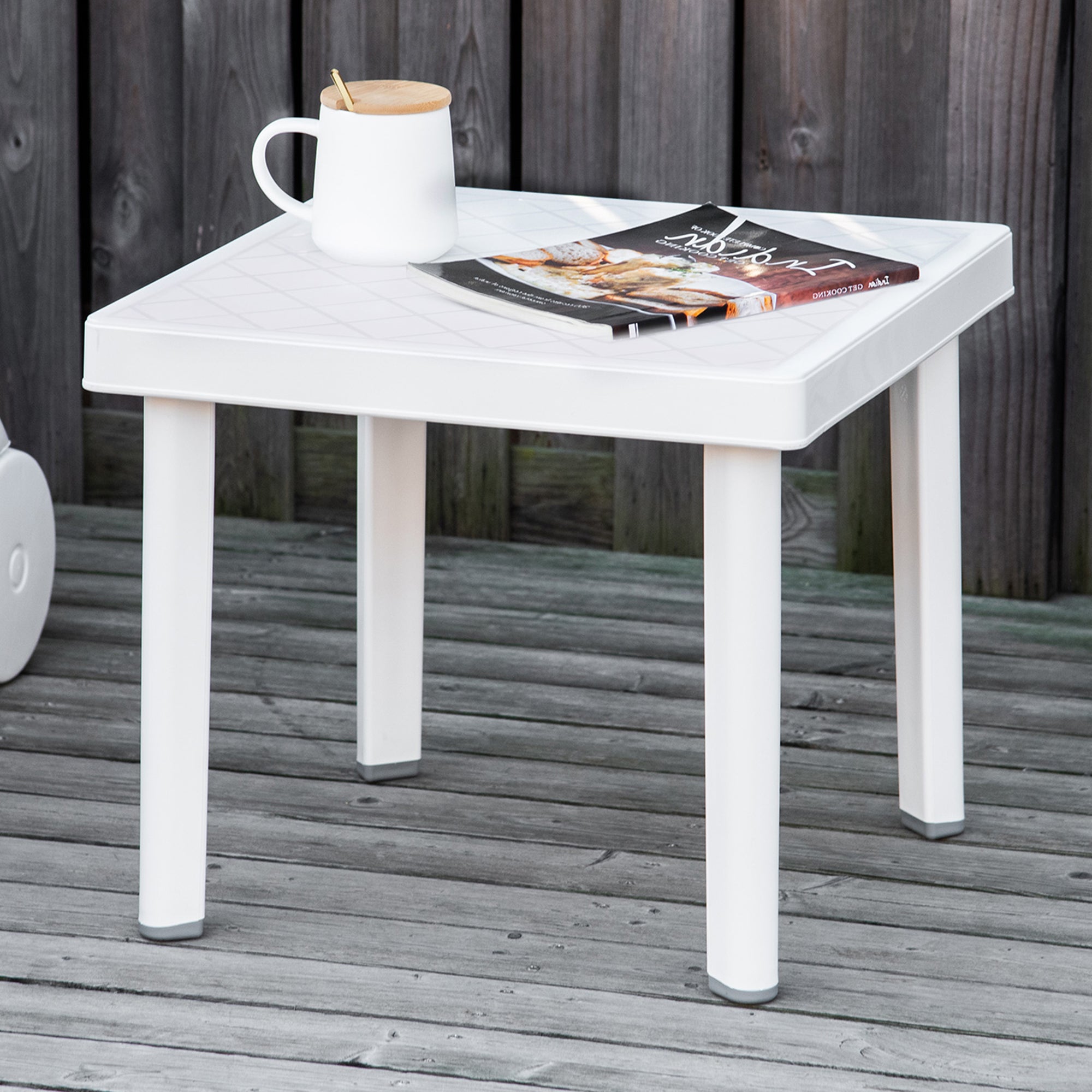 Plastic Garden Side Table Square for Drink Snack - Velmora