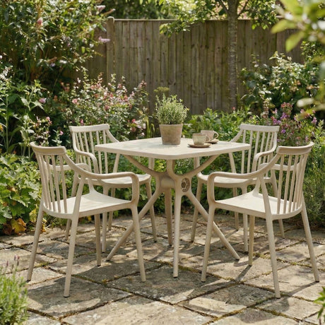 Plastic Garden Table 80cm Wide for 4 People - Alto Putty