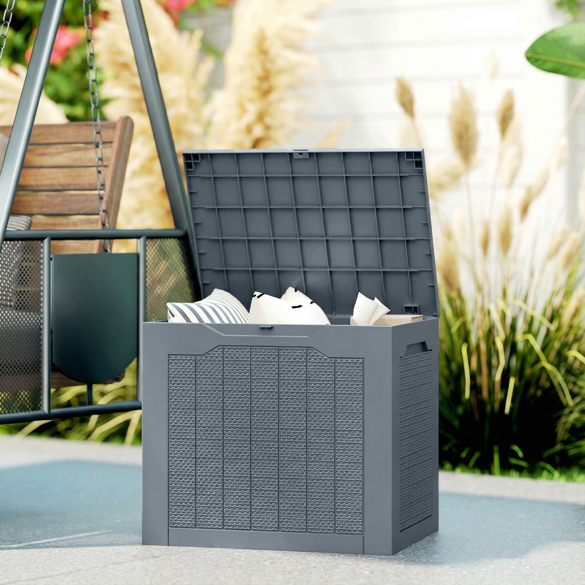 Plastic Outdoor Garden Storage Box 93Ltr - Velmora