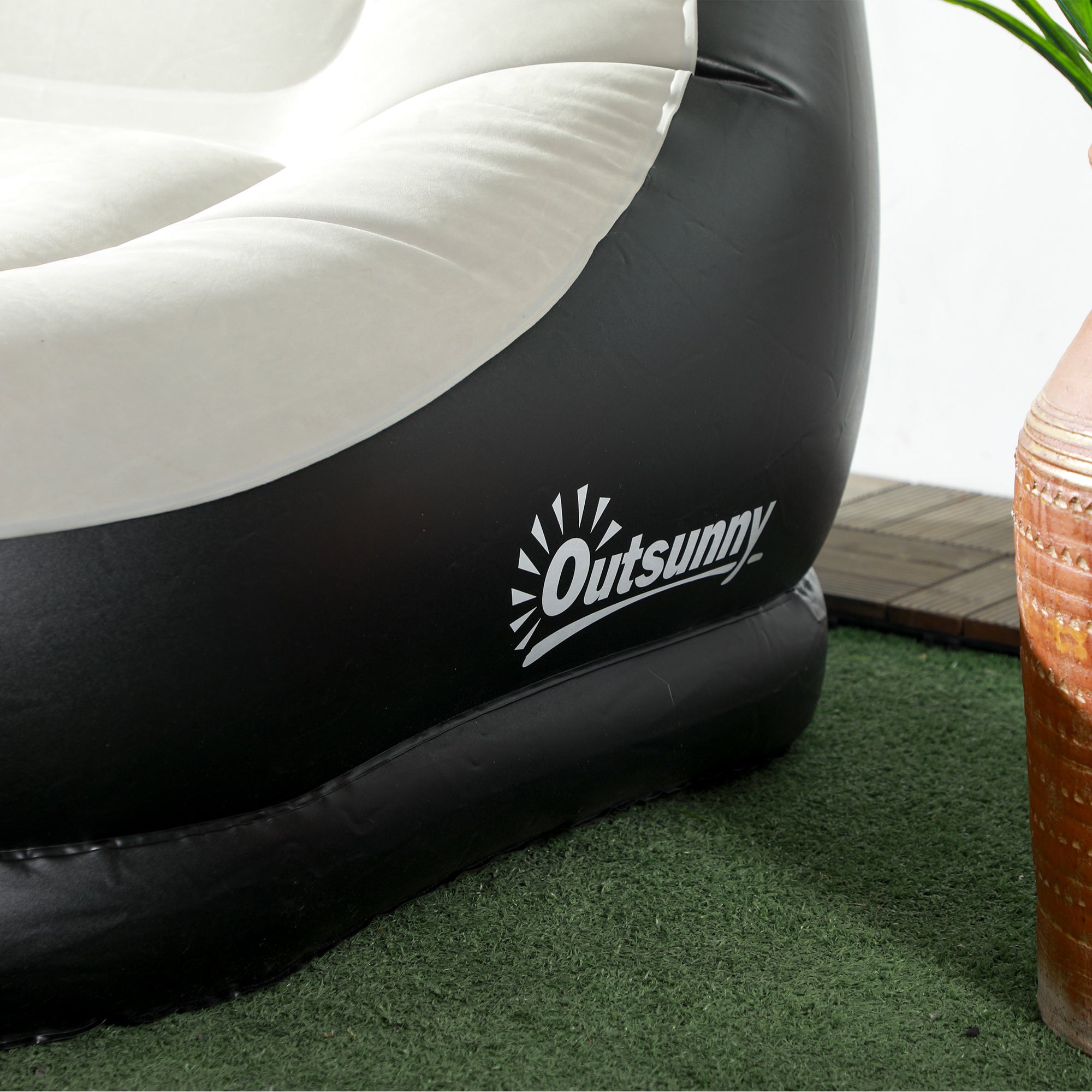 Plastic Outdoor Inflatable Tub Chair and Footstool - Velmora