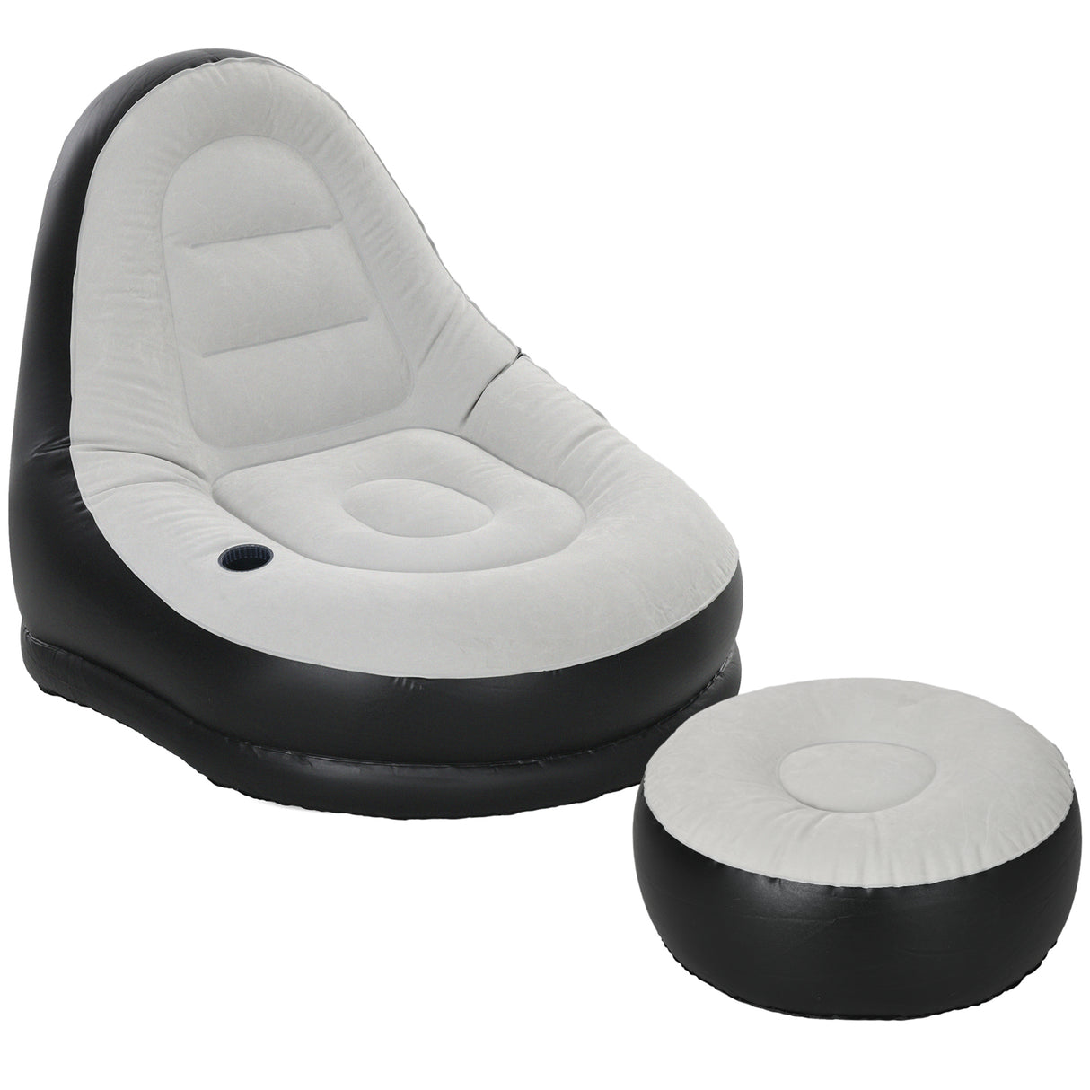 Plastic Outdoor Inflatable Tub Chair and Footstool - Velmora