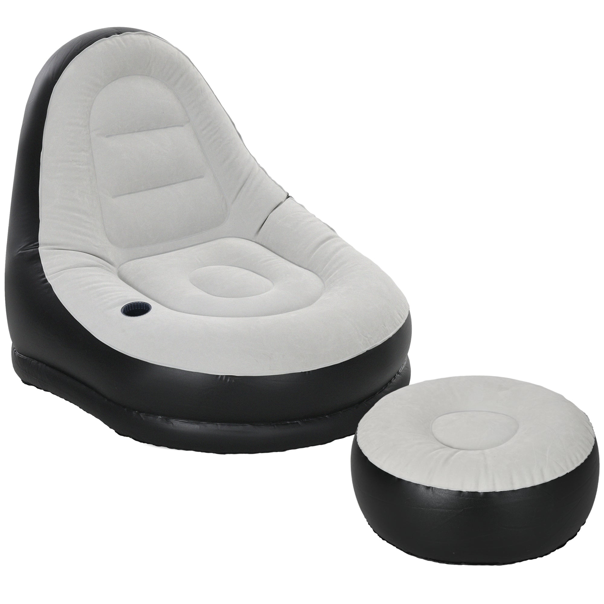 Plastic Outdoor Inflatable Tub Chair and Footstool - Velmora