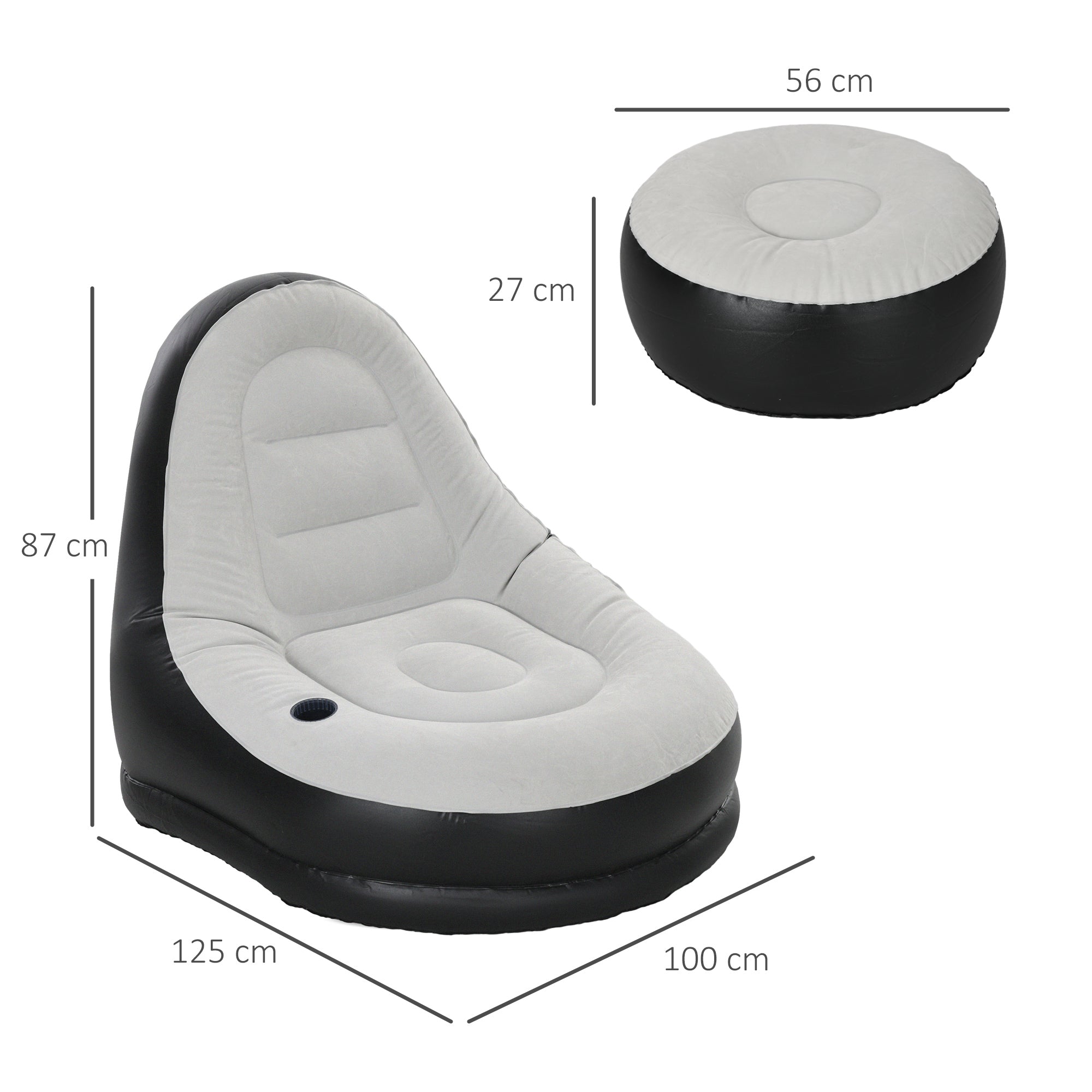 Plastic Outdoor Inflatable Tub Chair and Footstool - Velmora