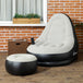 Plastic Outdoor Inflatable Tub Chair and Footstool - Velmora
