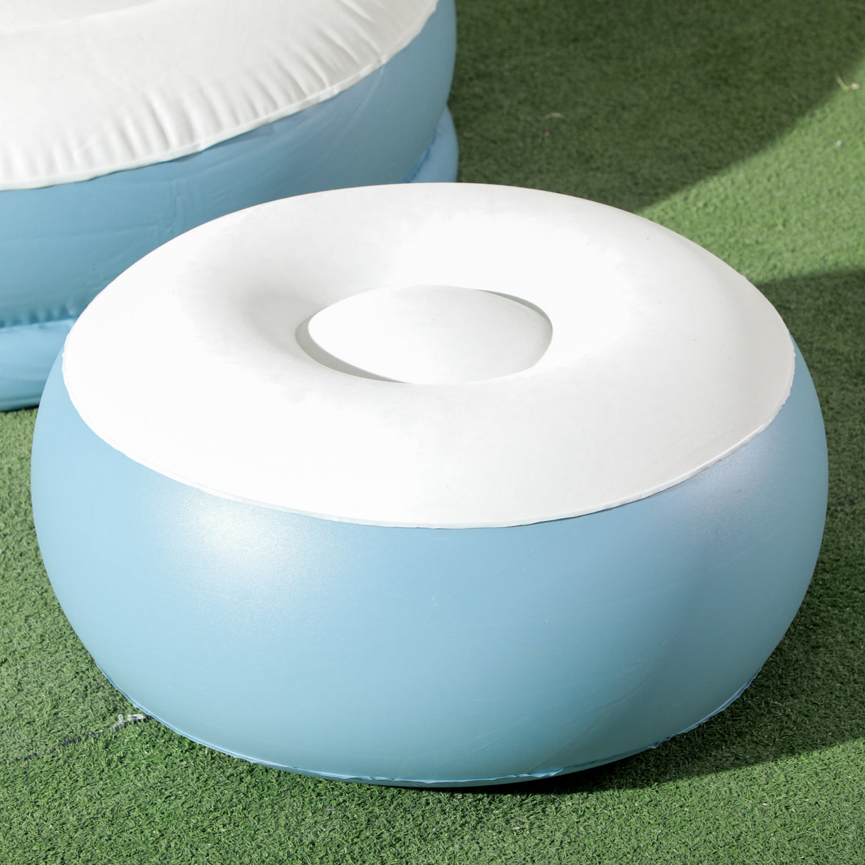 Plastic Outdoor Inflatable Tub Chair and Footstool - Velmora