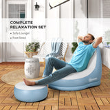 Plastic Outdoor Inflatable Tub Chair and Footstool - Velmora