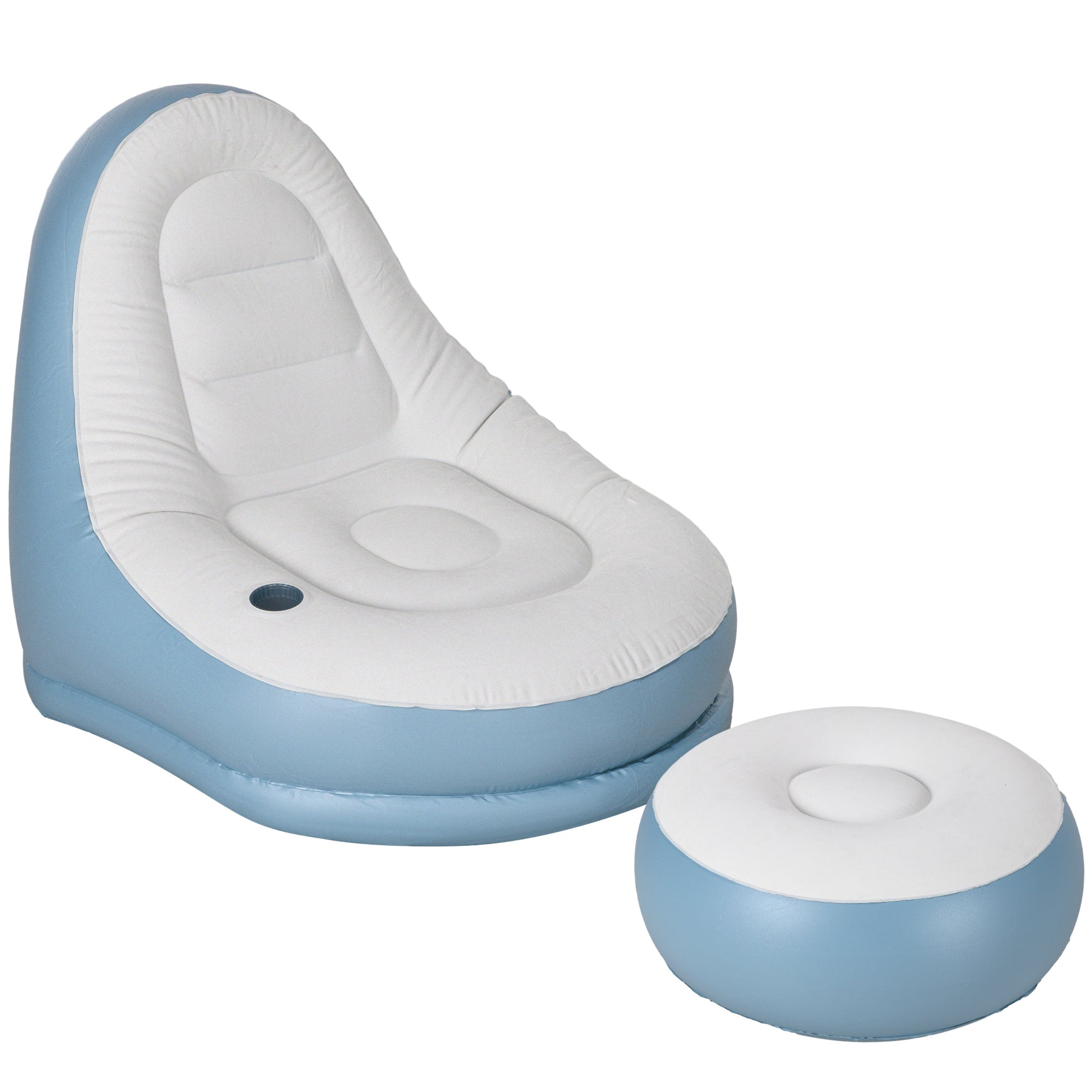 Plastic Outdoor Inflatable Tub Chair and Footstool - Velmora