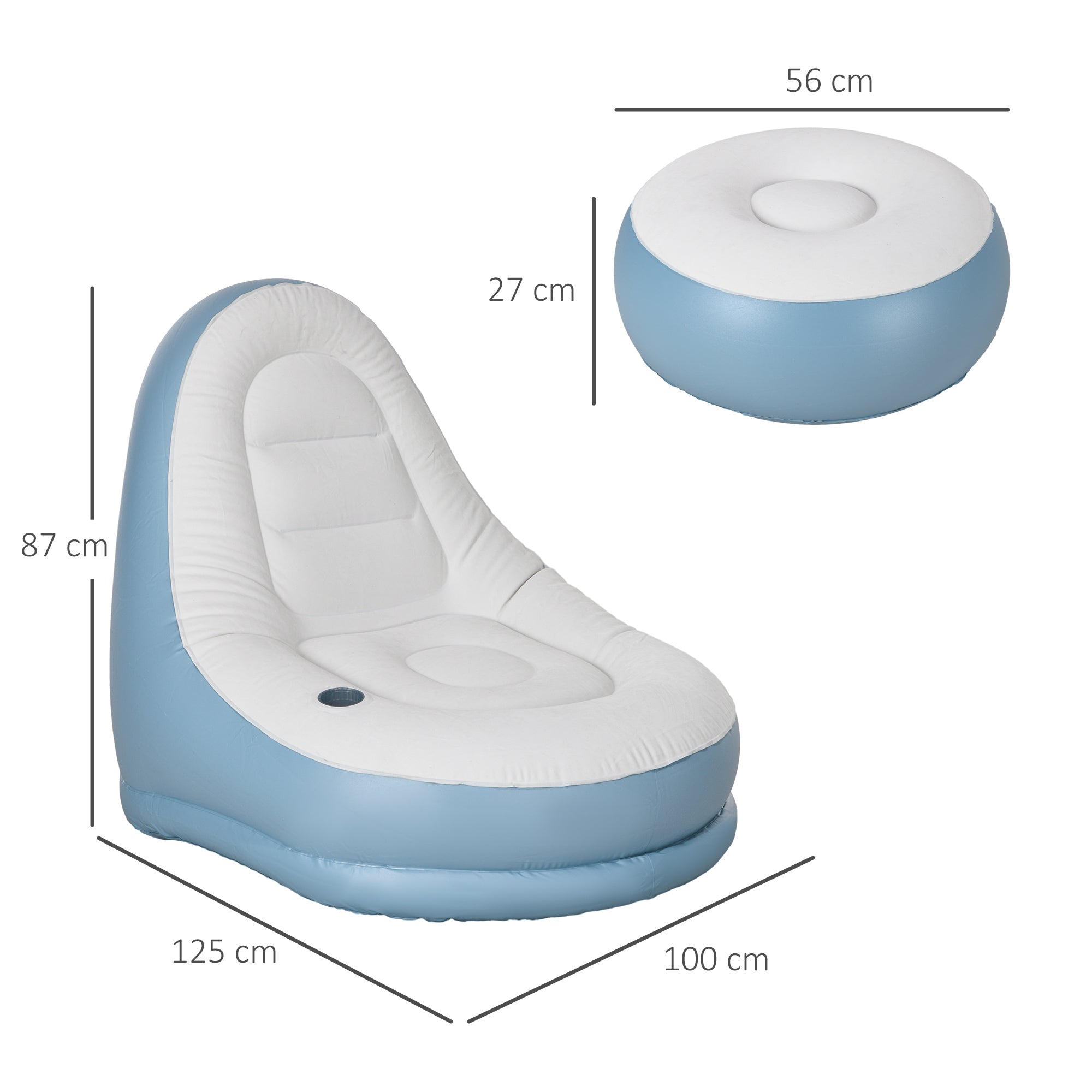 Plastic Outdoor Inflatable Tub Chair and Footstool - Velmora