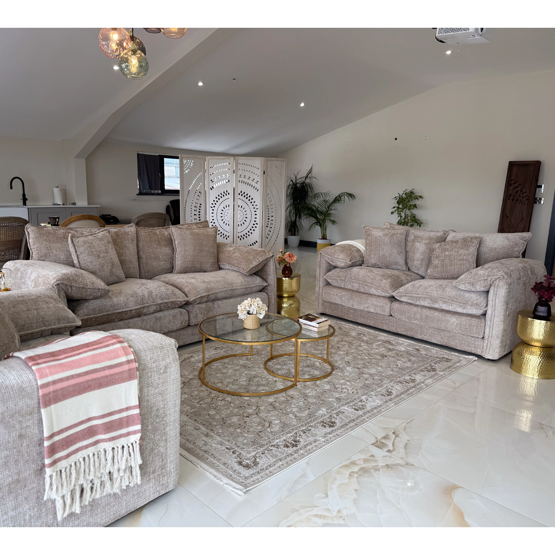 Plush Chenille Fabric 3 + 2 Sofa Set - Solaya