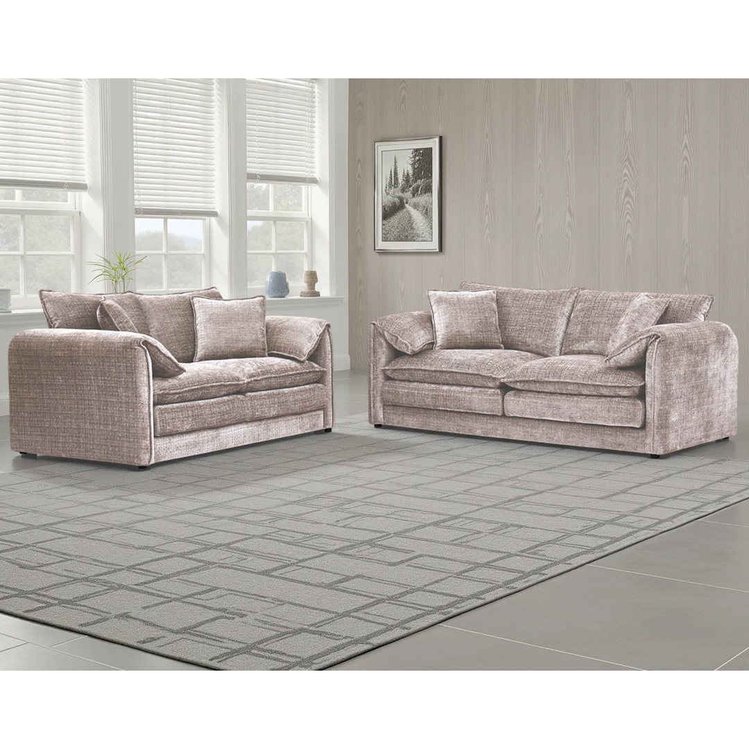 Plush Chenille Fabric 3 + 2 Sofa Set - Solaya