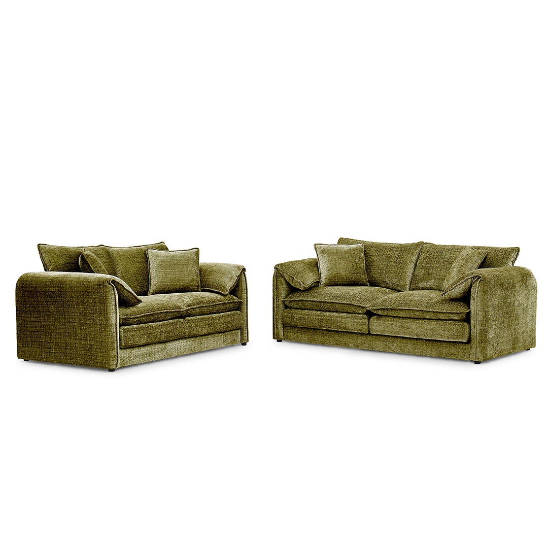 Plush Chenille Fabric 3 + 2 Sofa Set - Solaya