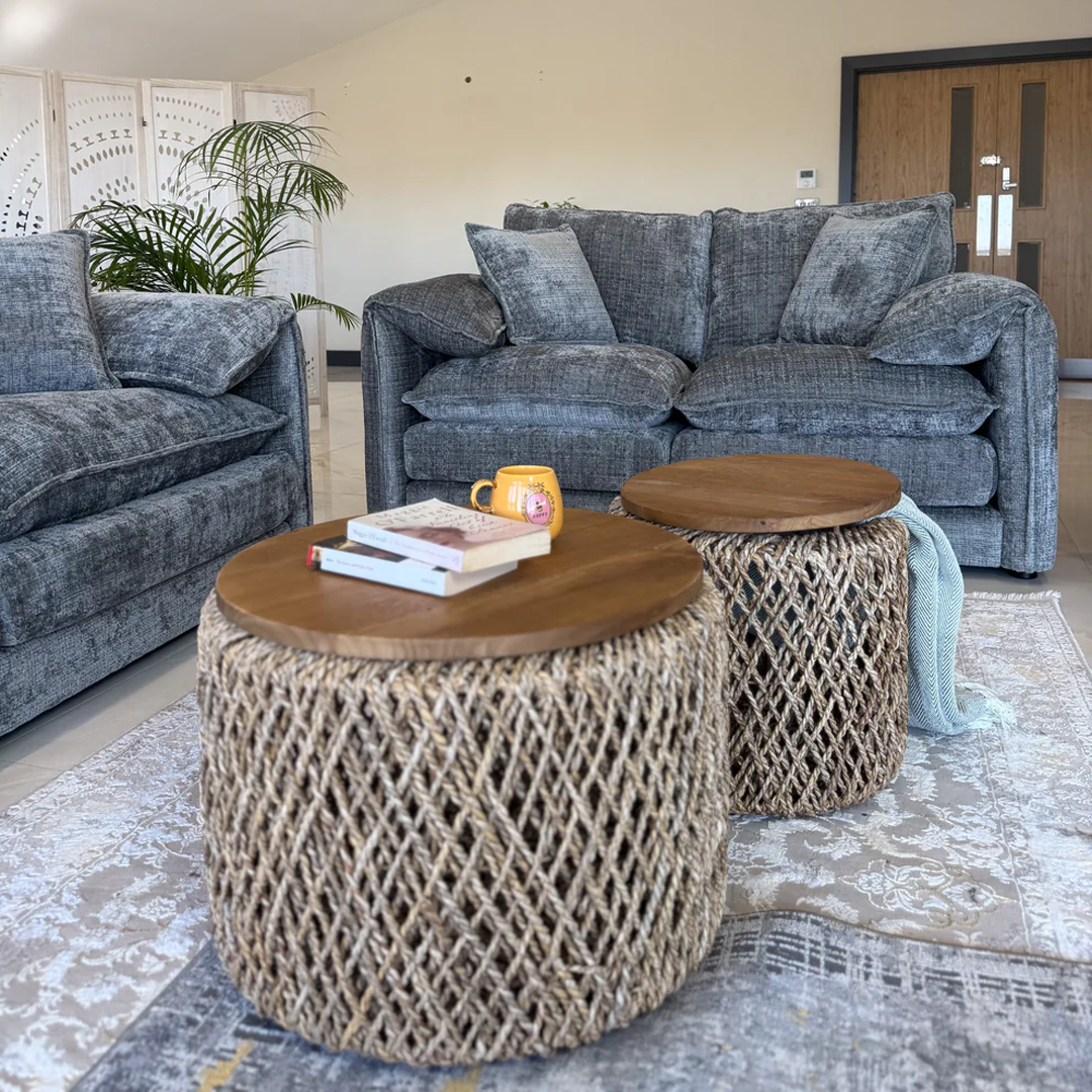 Plush Chenille Fabric 3 + 2 Sofa Set - Solaya
