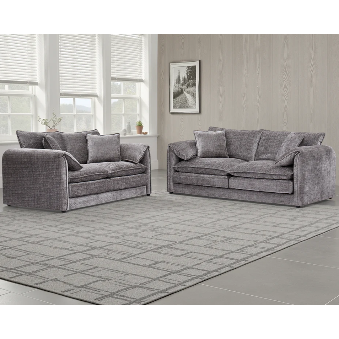 Plush Chenille Fabric 3 + 2 Sofa Set - Solaya