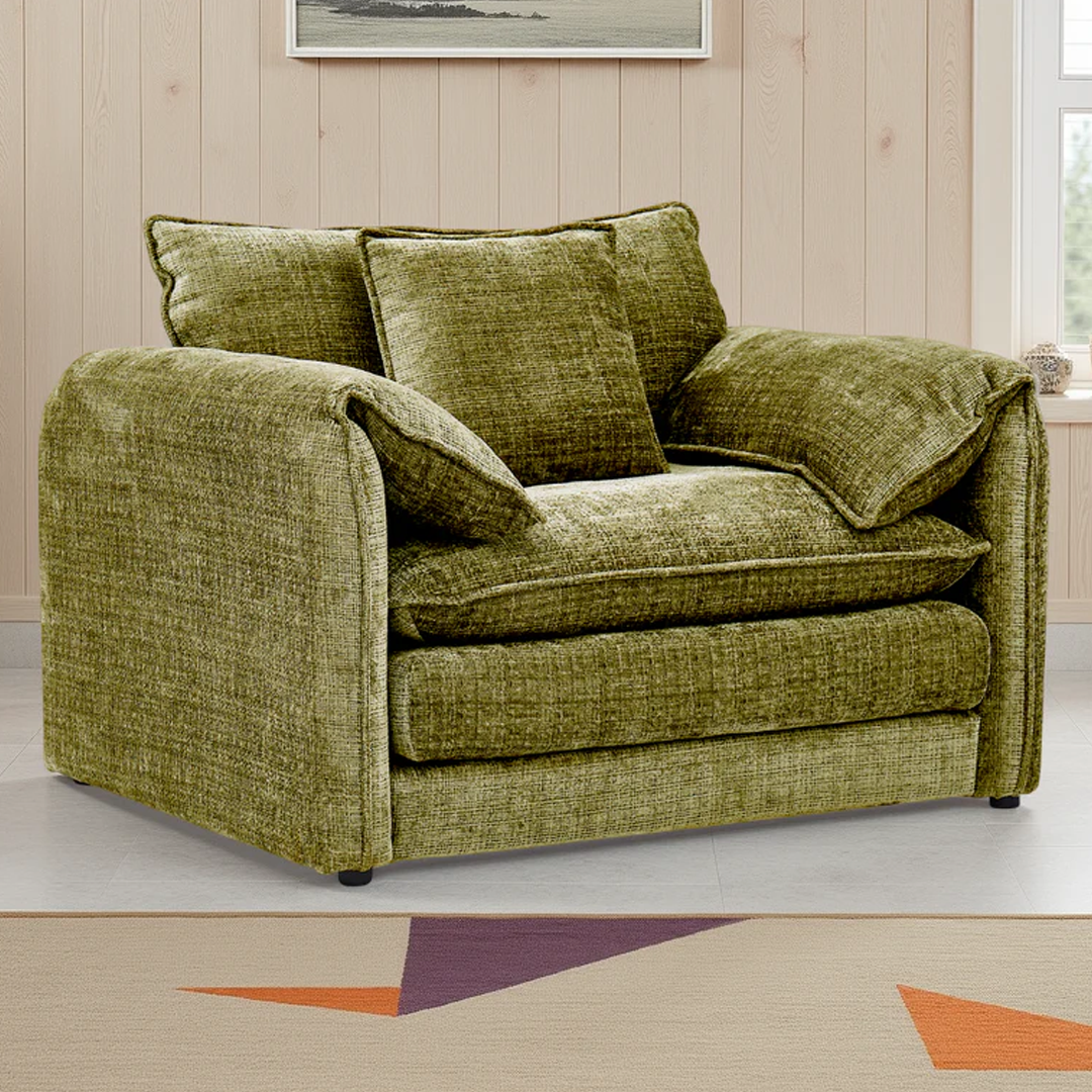 Plush Chenille Fabric Armchair - Solaya