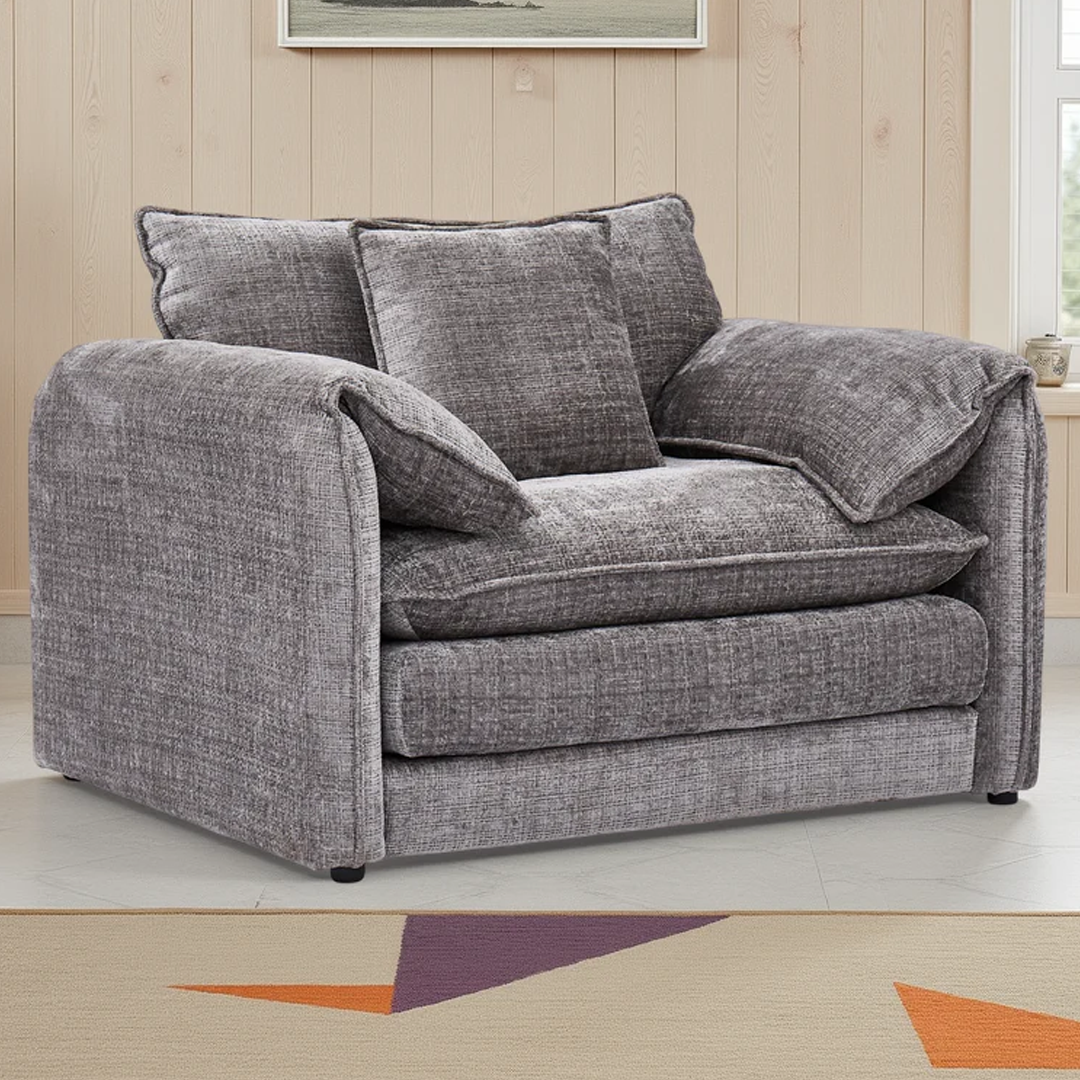 Plush Chenille Fabric Armchair - Solaya