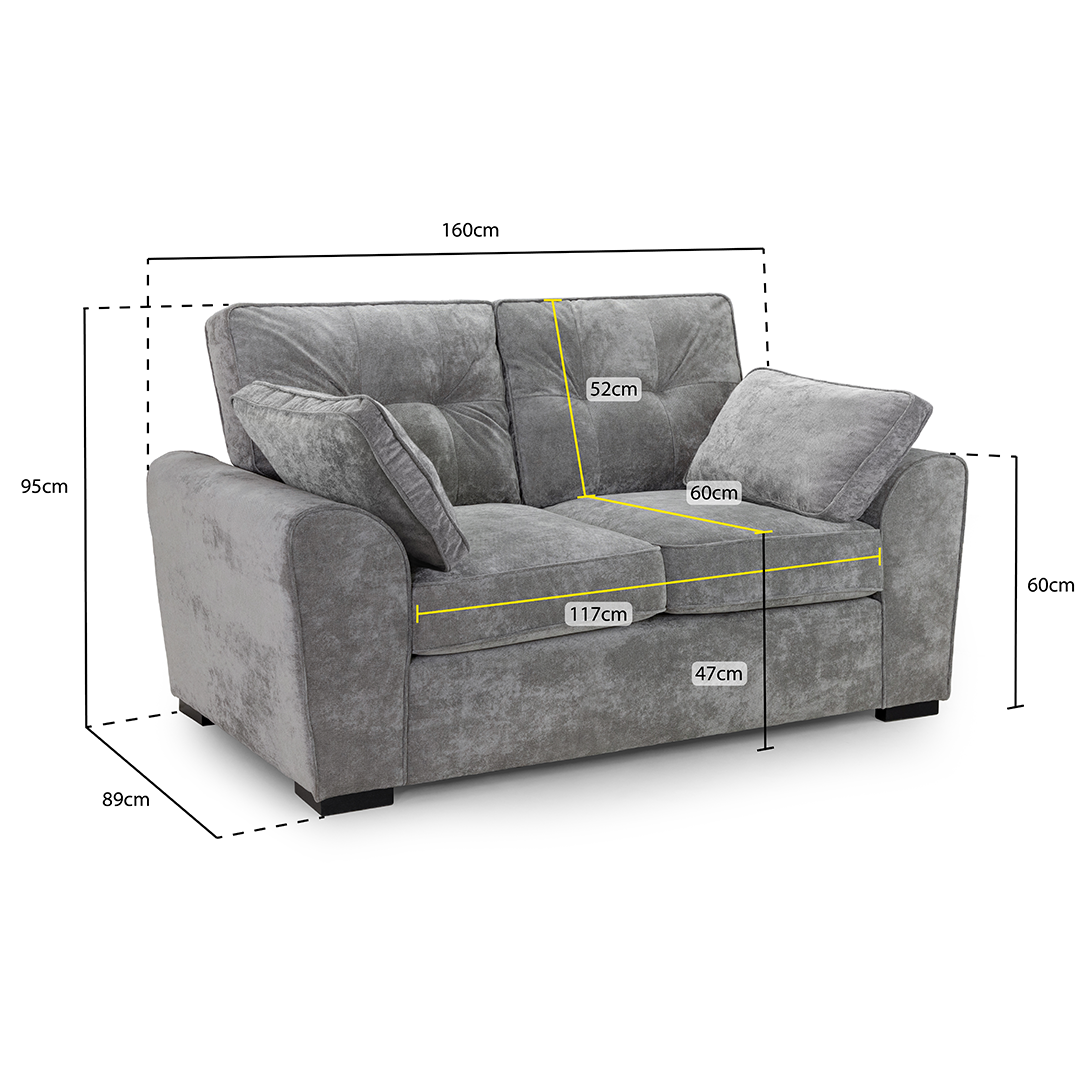 Plush Fabric 2 Seater Sofa - Maxwell