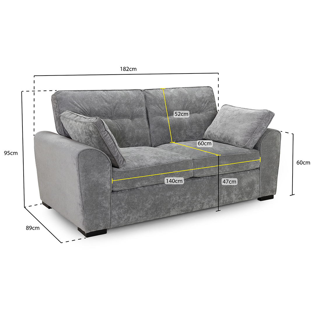 Plush Fabric 3 Seater Sofa - Maxwell