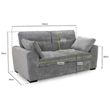 Plush Fabric 3 Seater Sofa - Maxwell