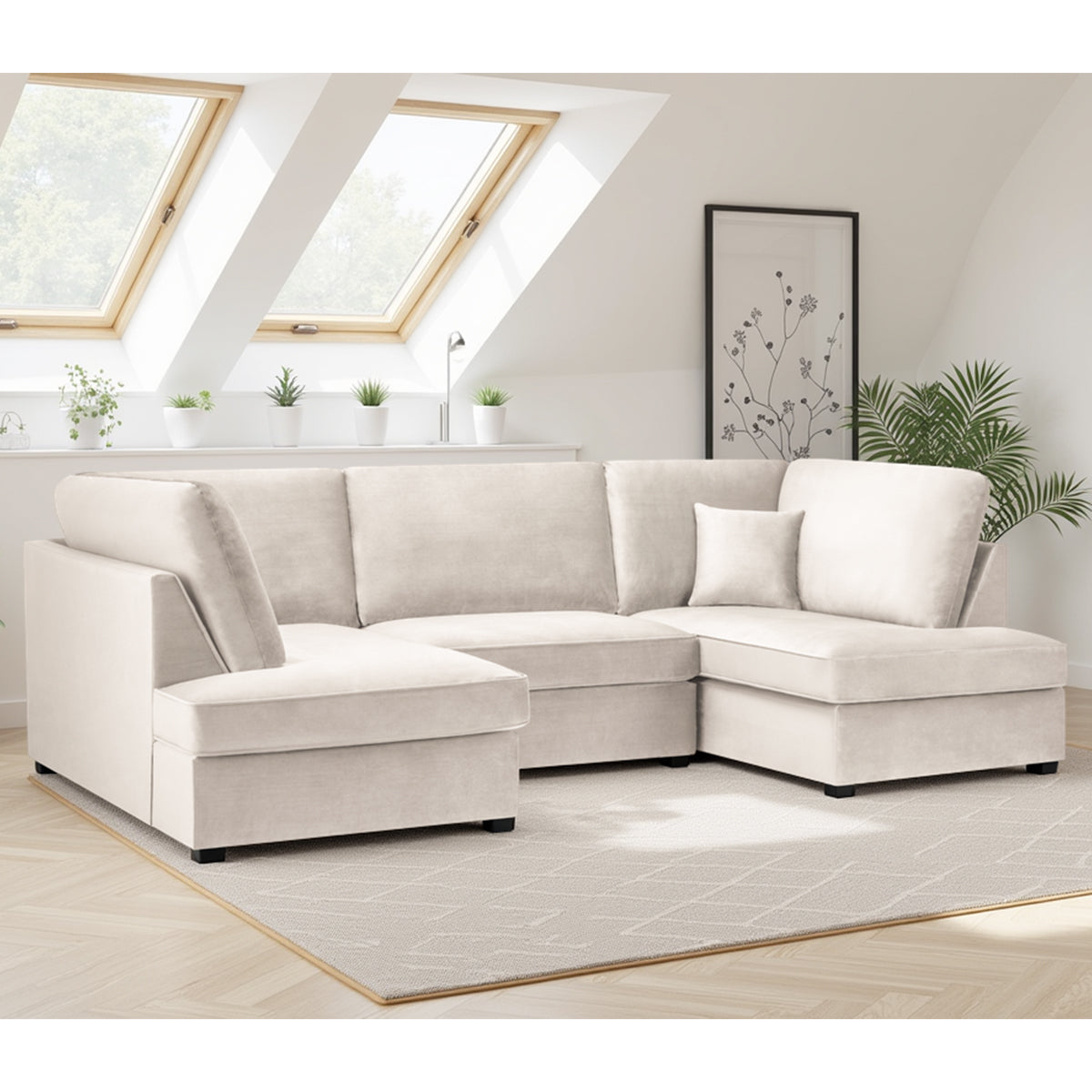 Plush Fabric Corner Sofa in U Shape - Carnaby
