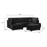 Plush Fabric Corner Sofa in U Shape - Carnaby
