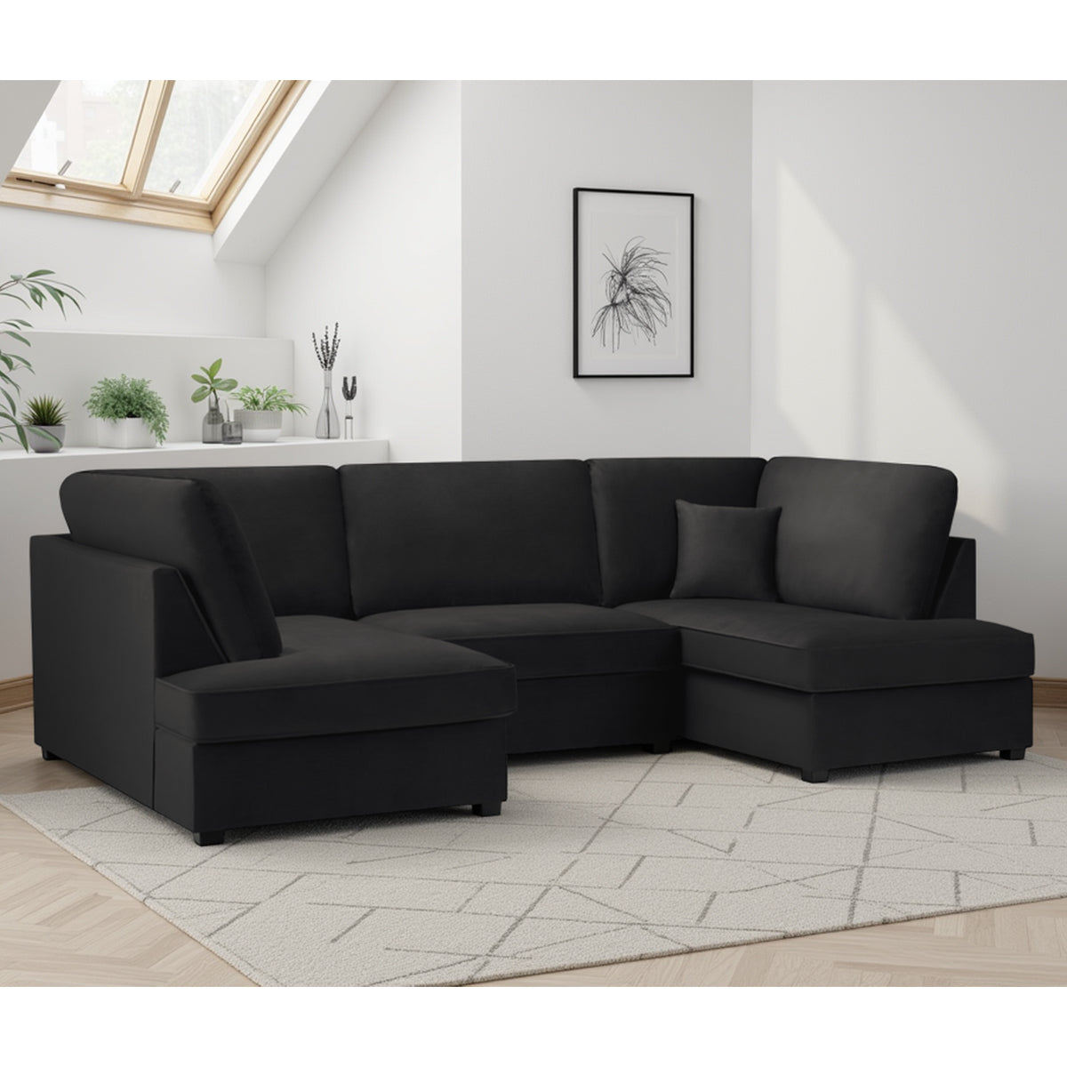 Plush Fabric Corner Sofa in U Shape - Carnaby