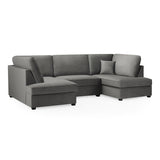 Plush Fabric Corner Sofa in U Shape - Carnaby
