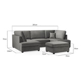 Plush Fabric Corner Sofa in U Shape - Carnaby