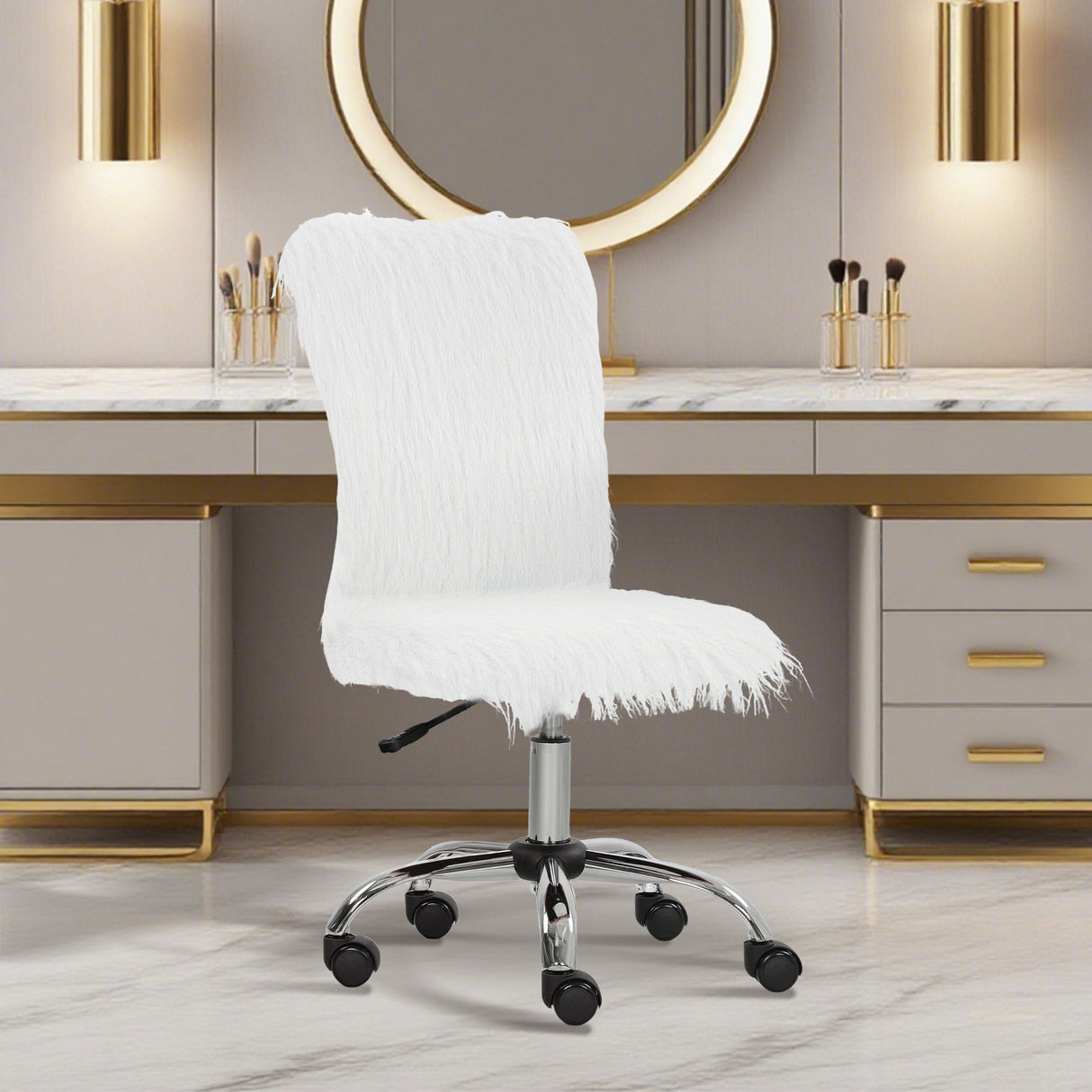 Plush Fabric Home And Office Chair 43cm Wide - Velmora