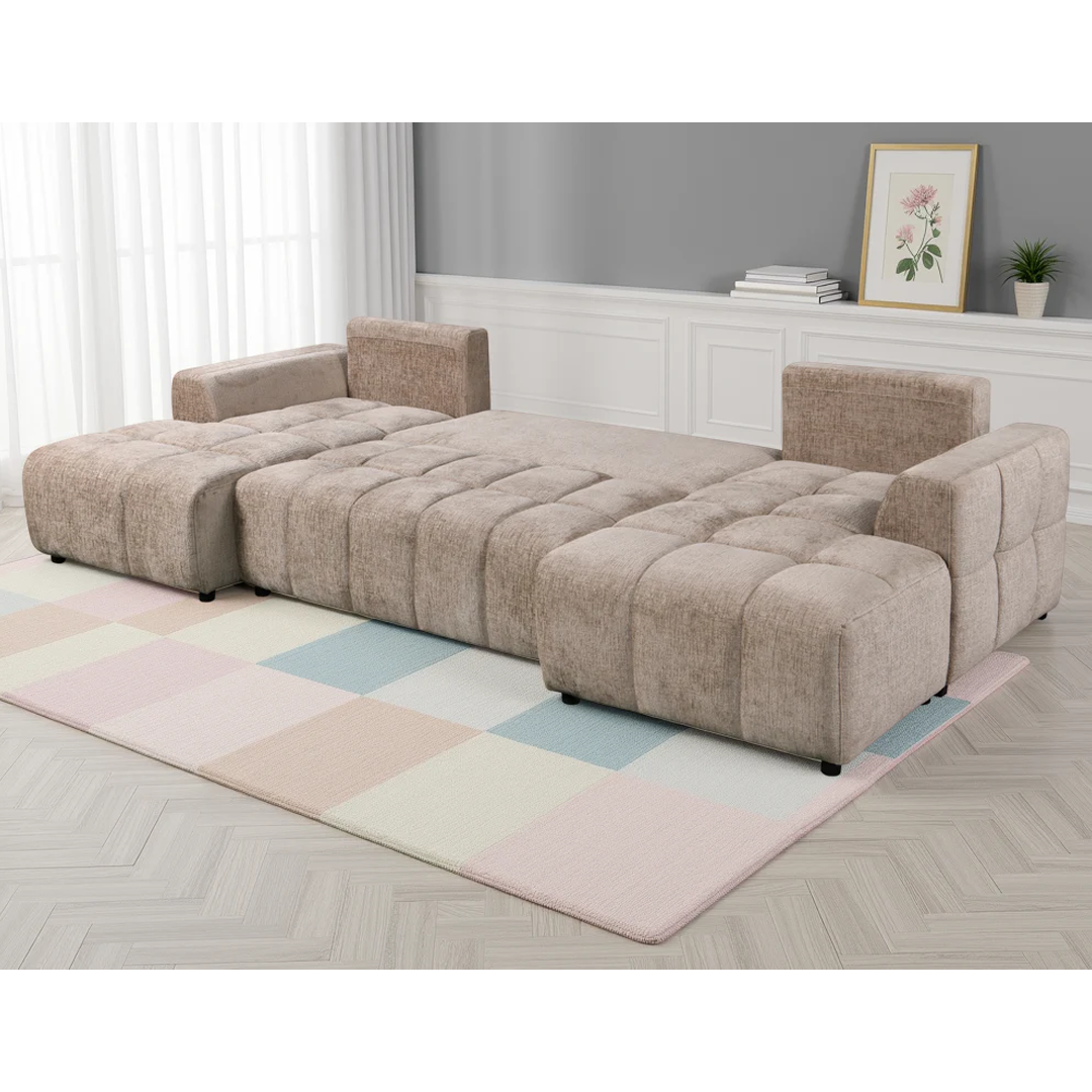 Plush Fabric Luxury Sofa Bed U Shape Corner - Shanghai