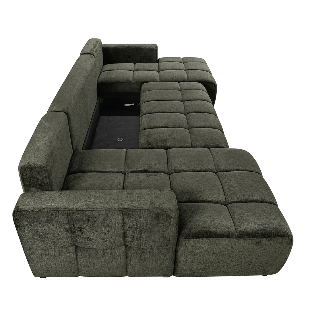 Plush Fabric Luxury Sofa Bed U Shape Corner - Shanghai