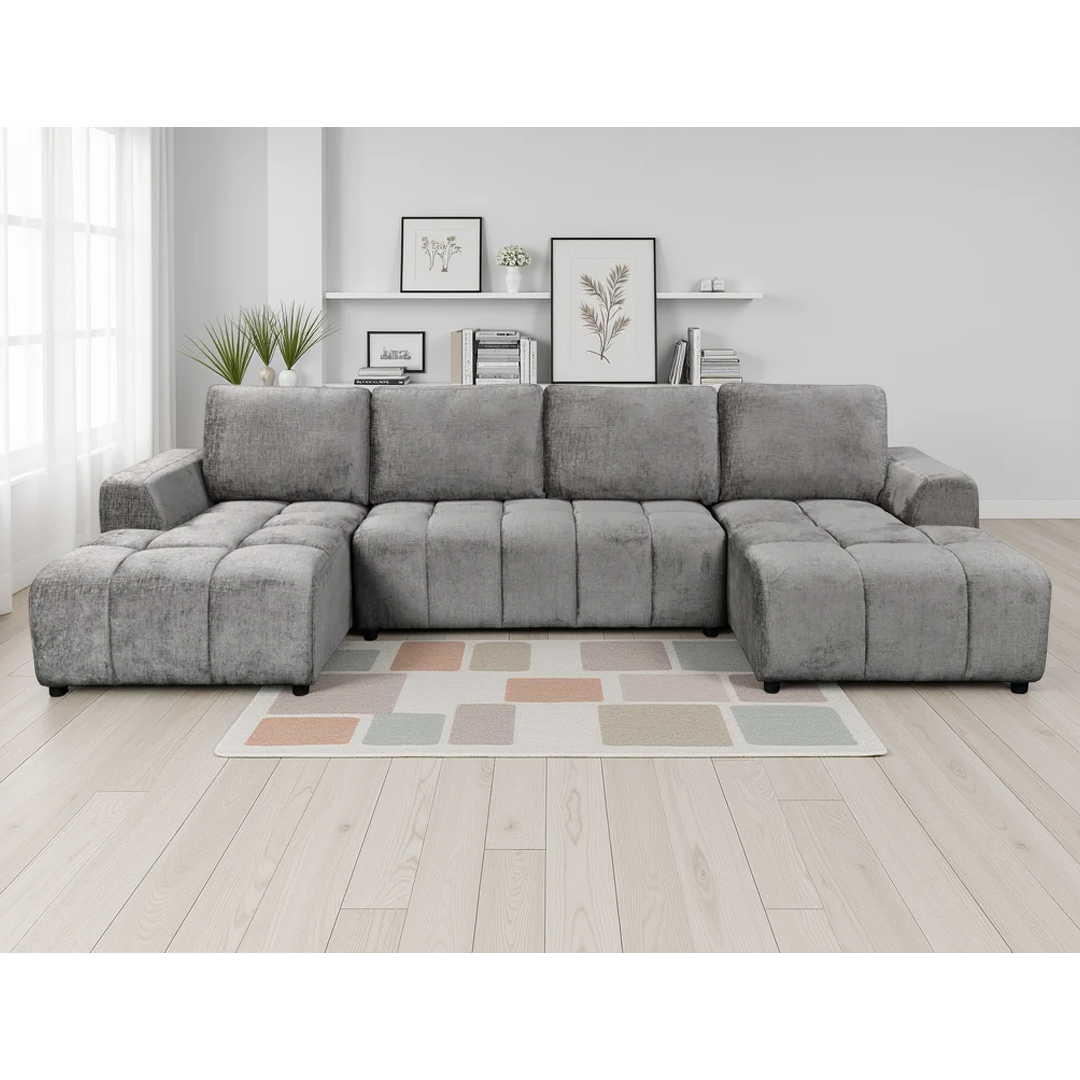 Plush Fabric Luxury Sofa Bed U Shape Corner - Shanghai