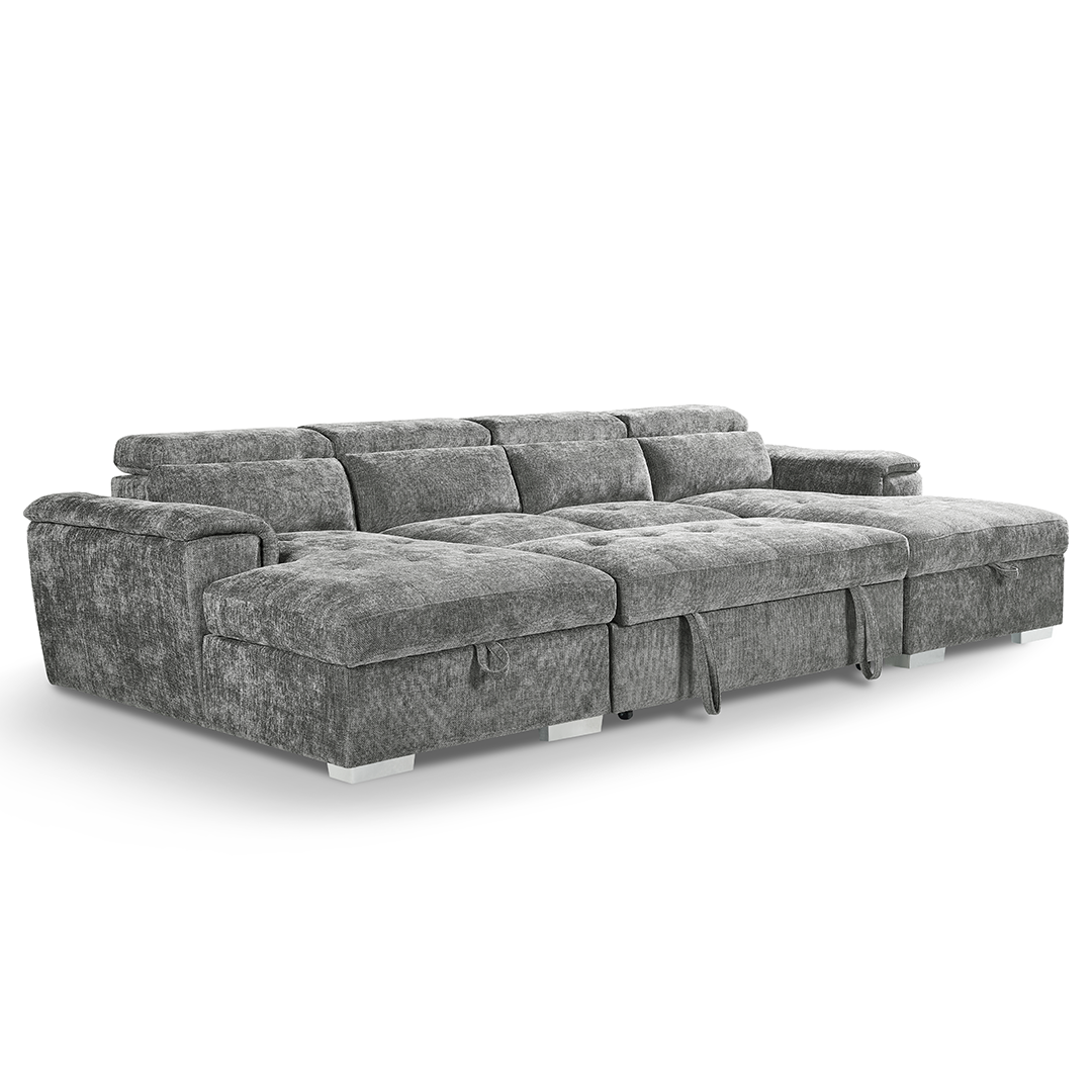 Plush Fabric Sofa Bed U Shape Corner - Alaya