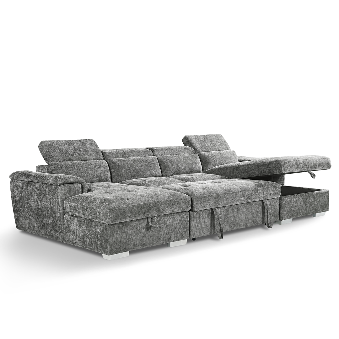 Plush Fabric Sofa Bed U Shape Corner - Alaya