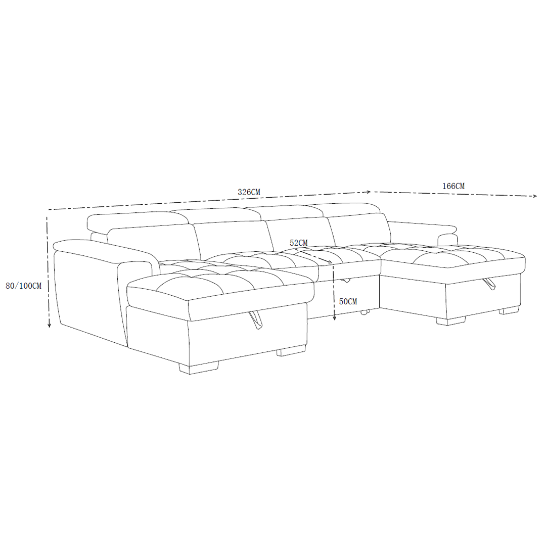 Plush Fabric Sofa Bed U Shape Corner - Alaya