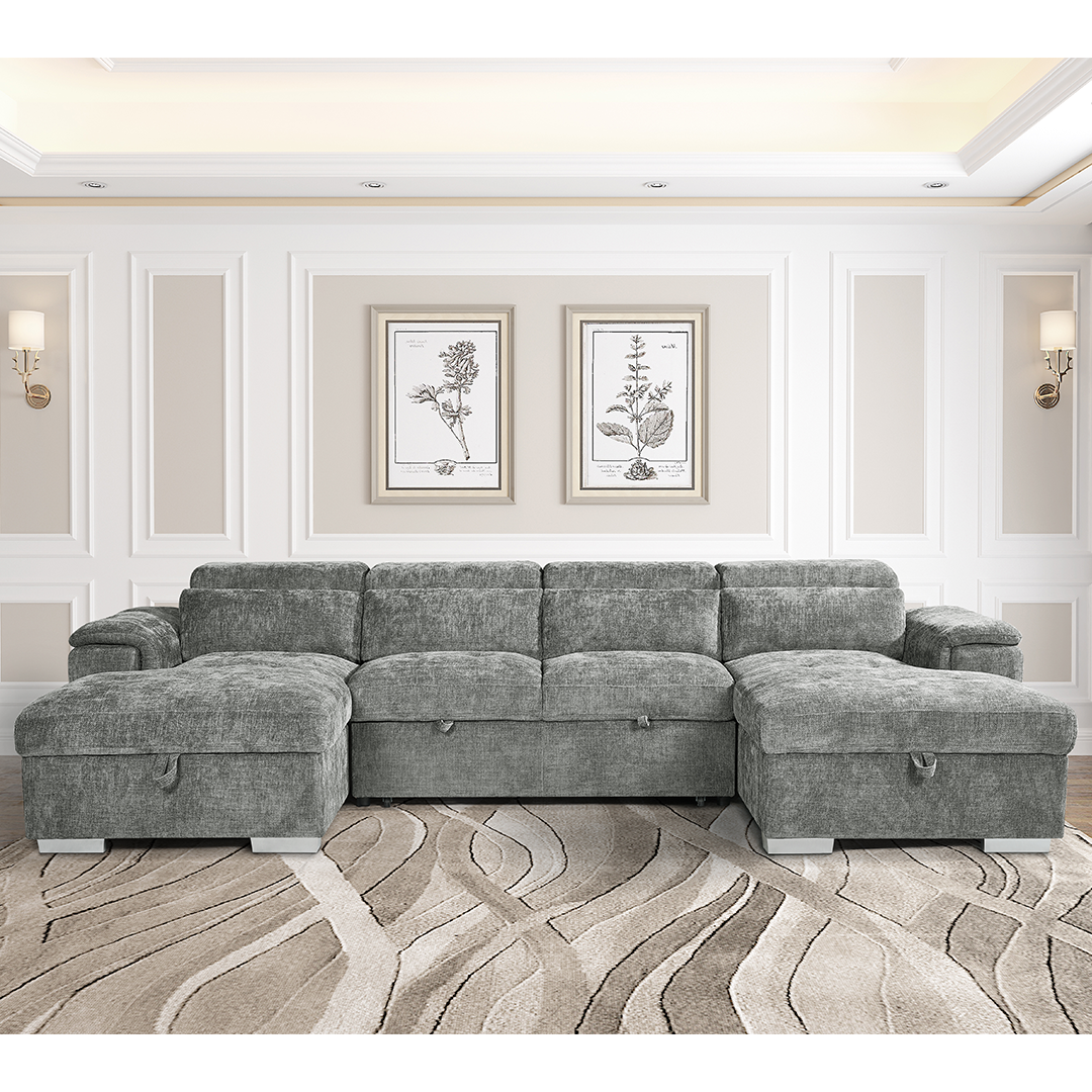 Plush Fabric Sofa Bed U Shape Corner - Alaya