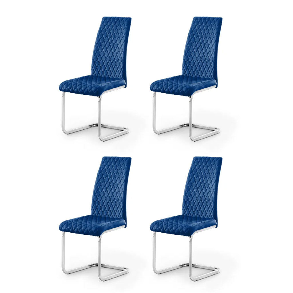 Plush Velvet Cantilever Dining Chairs in Set Of 4 - Calabria
