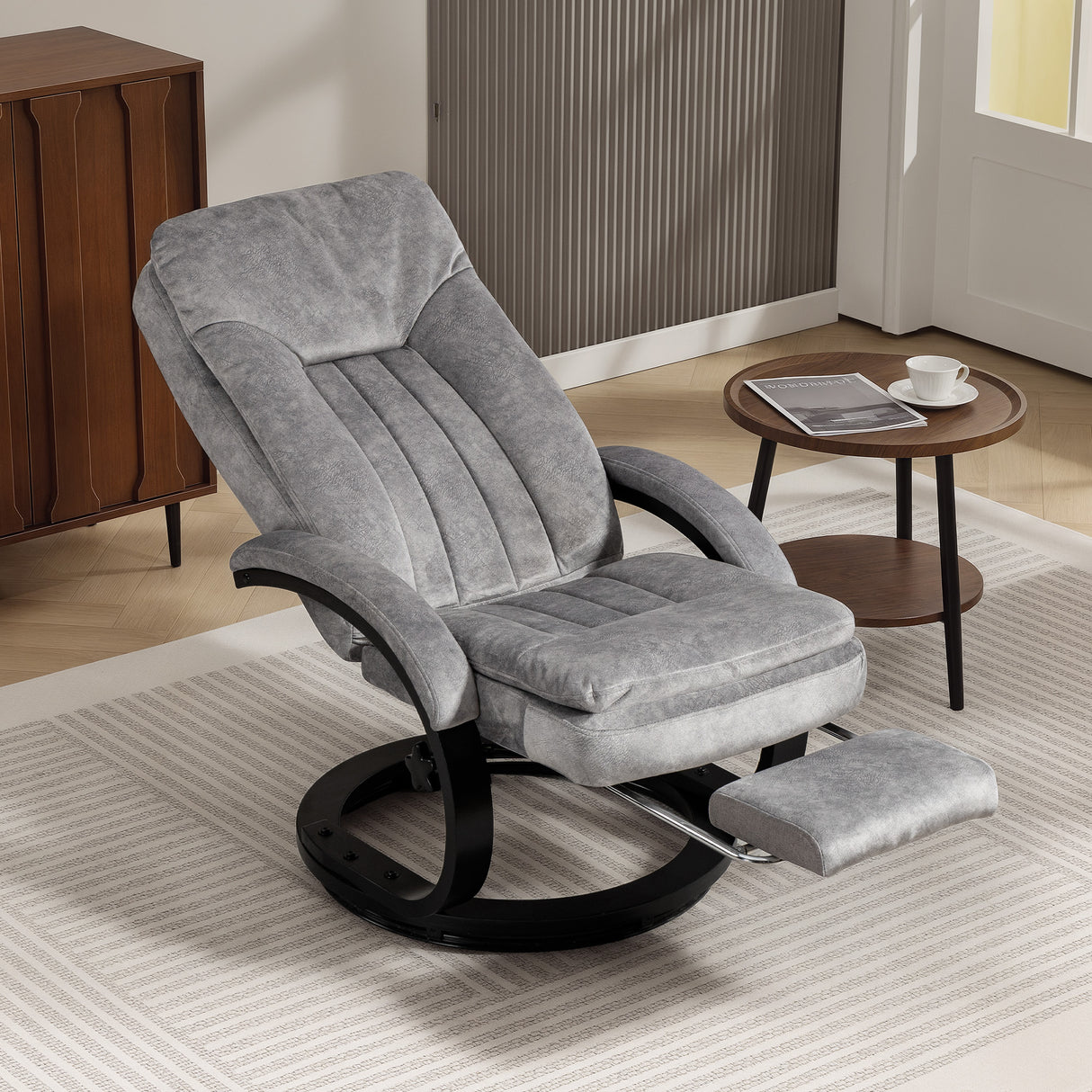 Plush Velvet Recliner Chair 68cm Wide With Footrest - Velmora