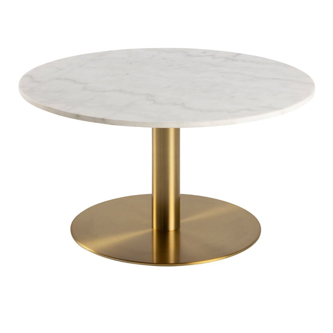 Polished Marble Coffee Table Round With Gold Base - Corby
