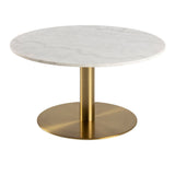 Polished Marble Coffee Table Round With Gold Base - Corby