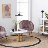 Polished Marble Coffee Table Round With Gold Base - Corby