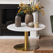 Polished Marble Coffee Table 80cm Wide Round With Gold Base - Corby